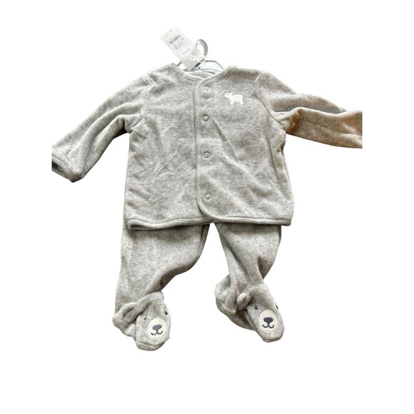 NWT Carter’s Infant Gray Polar bear Fleece Set 2 Piece Set Size 3 Months - Picture 1 of 9